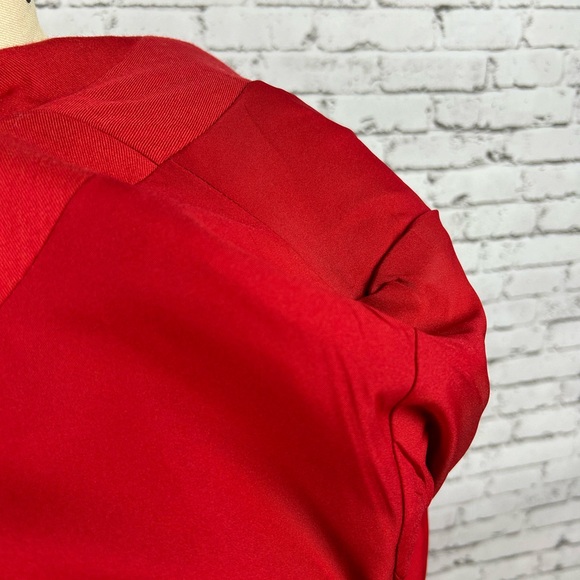 Vintage red elongated 10% wool blazer with 2 pockets & shoulder pads size: 5/6 - Picture 11 of 12